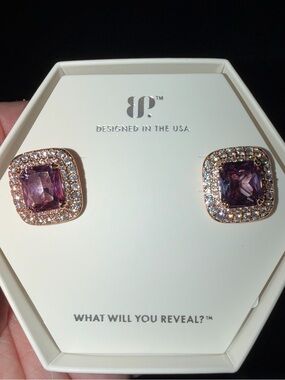 Bomb Party February Earrings-A Surprising Stud Amethyst on Rose Gold ER55474